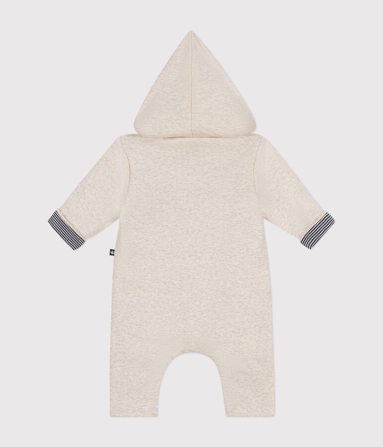 Combinaison longue ouatin&eacute;e &agrave; capuche en coton b&eacute;b&eacute; beige