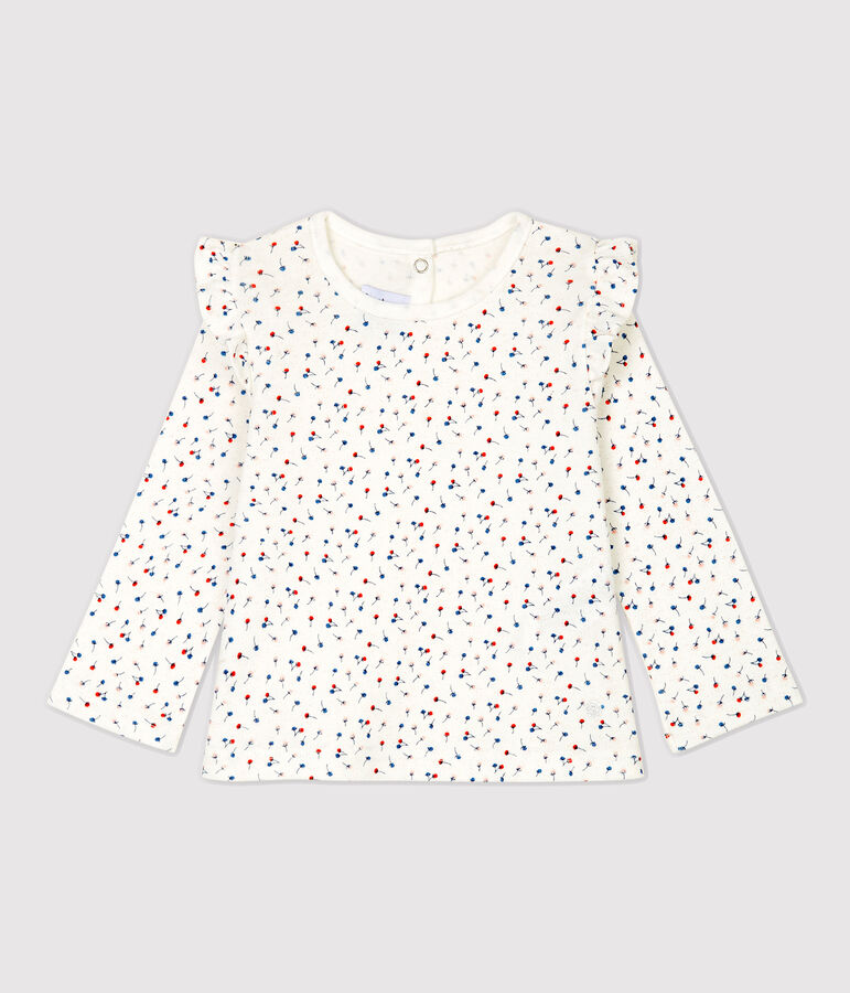 Blouse en coton b&eacute;b&eacute;. blanc/multicouleur