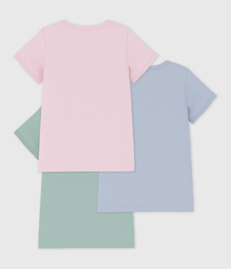 Setje met effen katoenen T-shirts met korte mouwen voor kinderen multicouleur