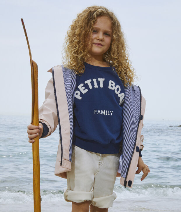 Sweatshirt en molleton enfant fille / gar&ccedil;on bleu fonc&eacute;