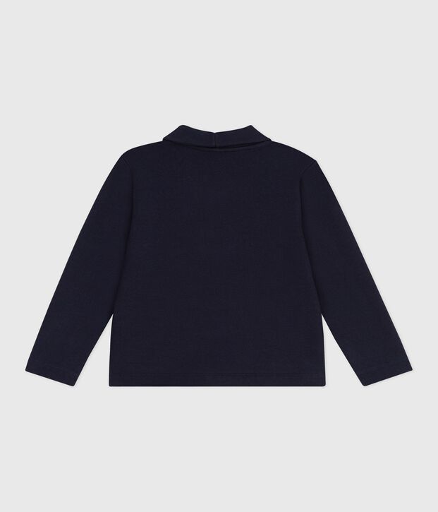 Cardigan enfant en coton uni bleu
