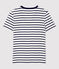 L'ICONIQUE, dames-T-shirt met V-hals in katoen wit MARSHMALLOW/blauw SMOKING