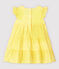 Gestreepte seersuckerjurk met korte mouwen voor babymeisjes geel SHINE/wit MARSHMALLOW