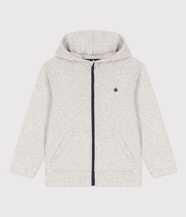 Sweatshirt zipp&eacute; &agrave; capuche enfant gar&ccedil;on gris chin&eacute; clair