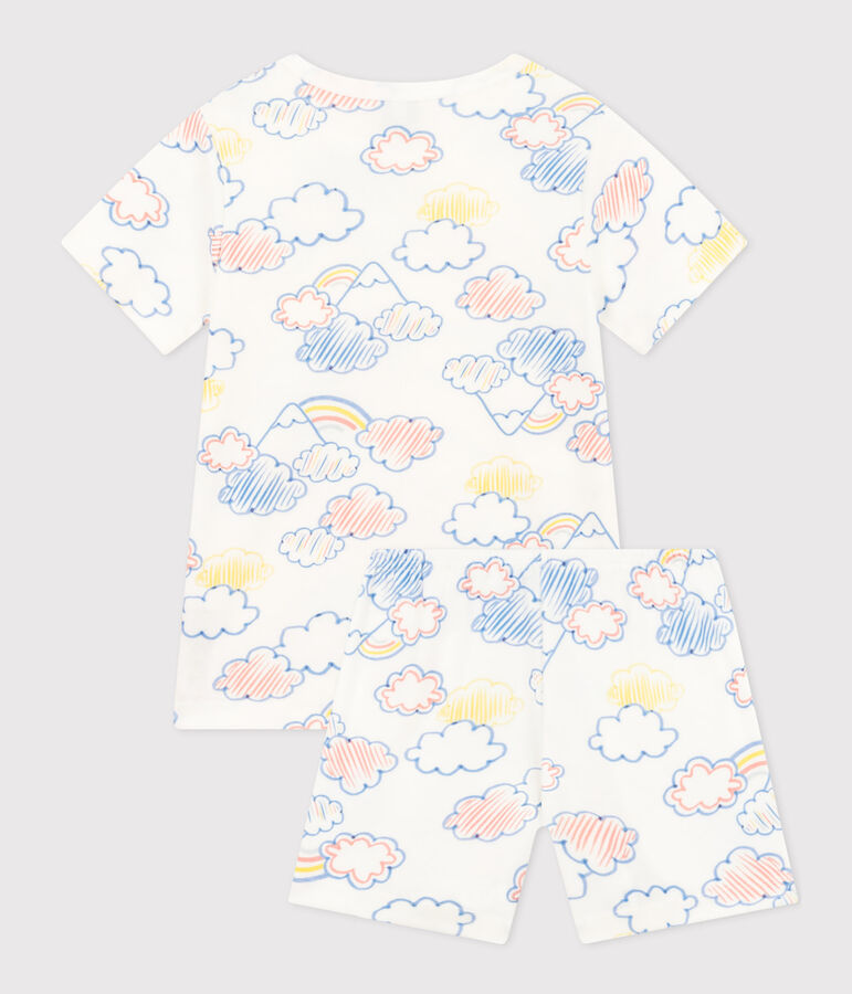 Pyjama short en coton imprim&eacute; arc-en-ciel enfant blanc/multicouleur