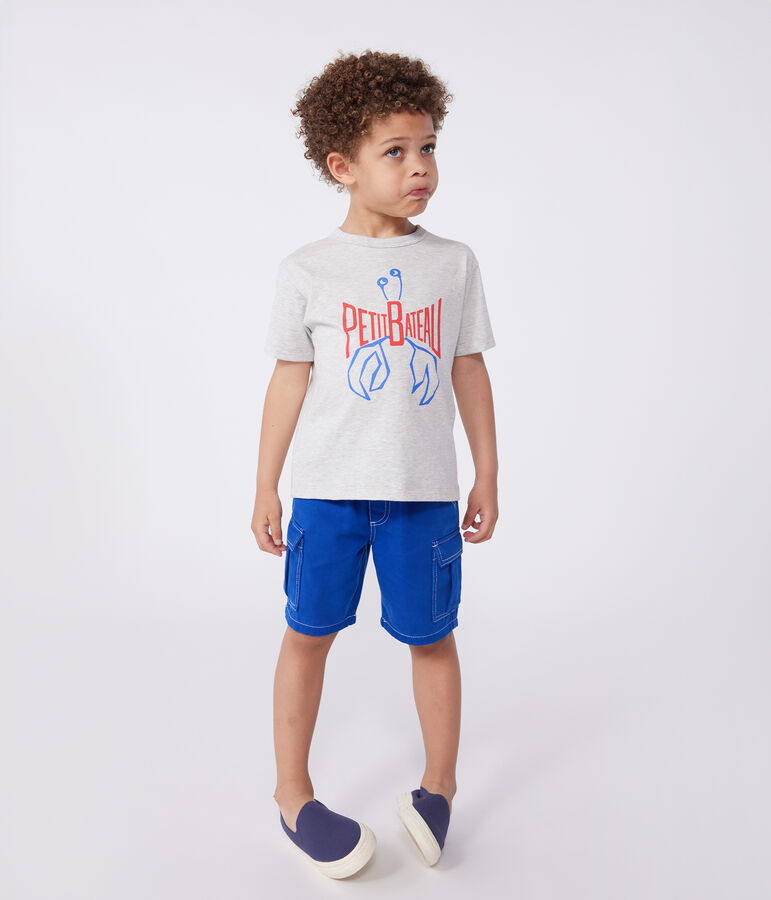 Katoenen T-shirt met korte mouwen en print voor kinderen grijs