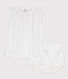 Robe blanche manches courtes avec bloomer bébé fille en popeline de coton biologique