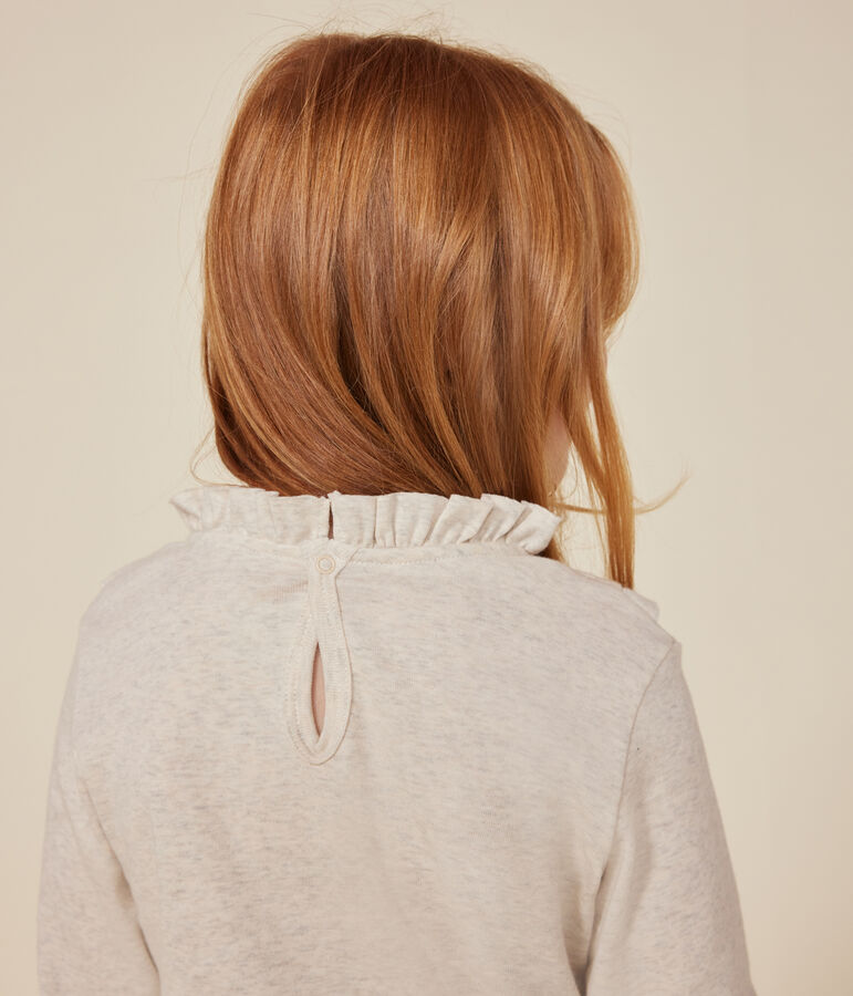 T-shirt met lange mouwen van ribstof voor meisjes beige