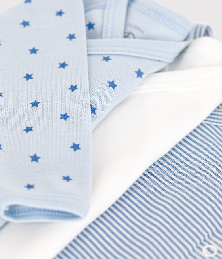 Lot de 3 bodies crois&eacute;s manches longues en coton b&eacute;b&eacute; variante 1