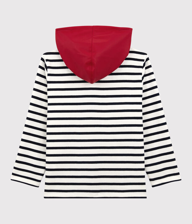 Sweatshirt coton &agrave; capuche enfant fille / gar&ccedil;on blanc/bleu