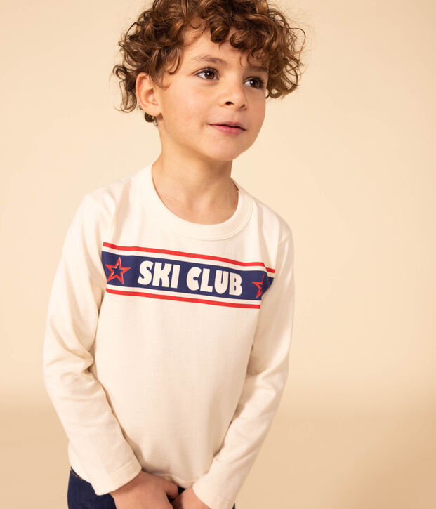 T-shirt met lange mouwen uit katoen voor meisjes/jongens ecru