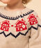 Gebreide jacquard trui in wol en katoen voor baby's beige MONTELIMAR/wit MULTICO