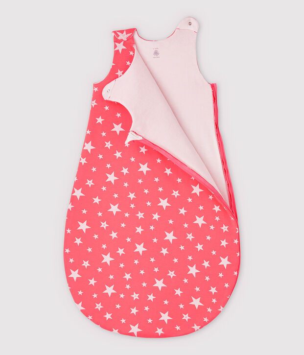 Katoenen babyslaapzak met sterren oranje/wit