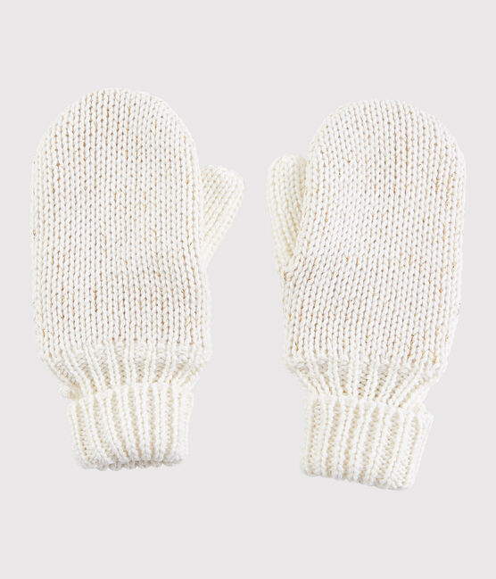 Moufles enfant fille blanc MARSHMALLOW/jaune OR