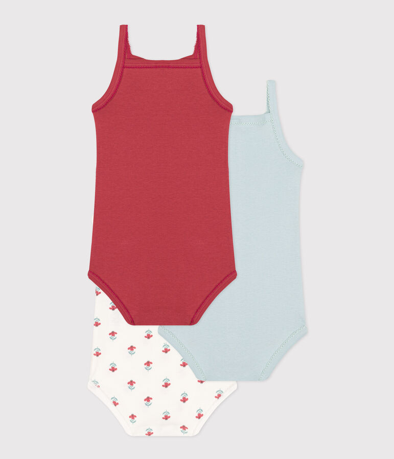 Set van 3 body's met bandjes en bloemetjes in katoen multicouleur