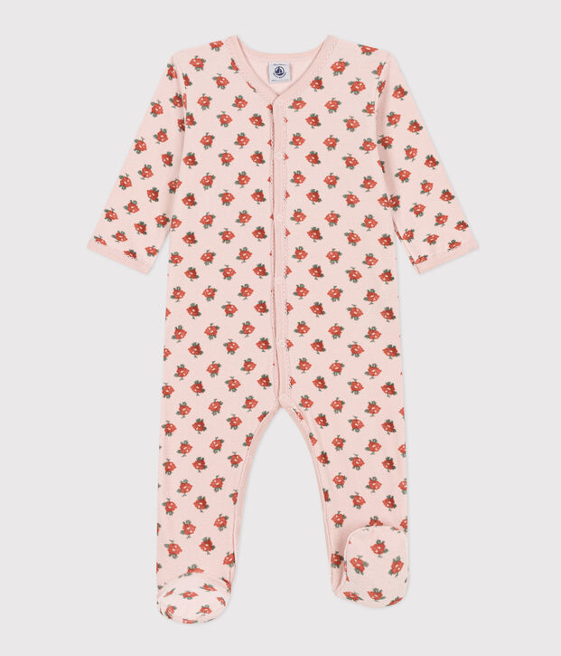 Pyjama fleurs en velours rose/multicouleur