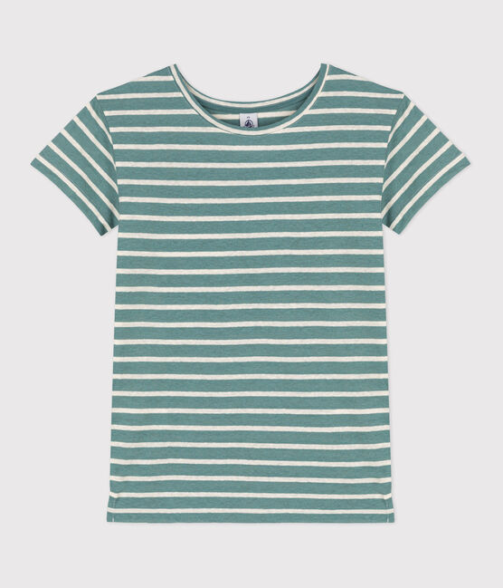 Tee-shirt LE DROIT COTON & LIN vert BRUT/blanc AVALANCHE