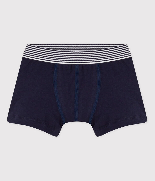 Boxer petit gar&ccedil;on en coton bleu marine