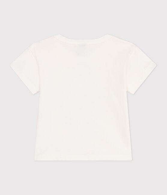 Effen katoenen T-shirt met korte mouwen voor baby's wit MARSHMALLOW