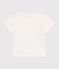 Effen katoenen T-shirt met korte mouwen voor baby's wit MARSHMALLOW