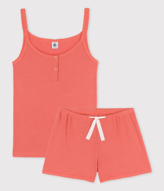 Effen papaya meisjespyjama in lyocell en katoen roze PAPAYE