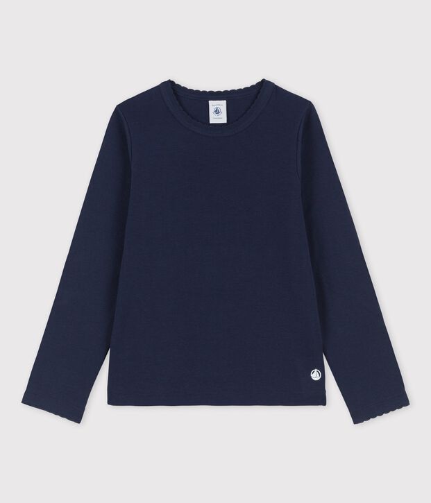 Tee-shirt &agrave; manches longues enfant fille / gar&ccedil;on bleu marine