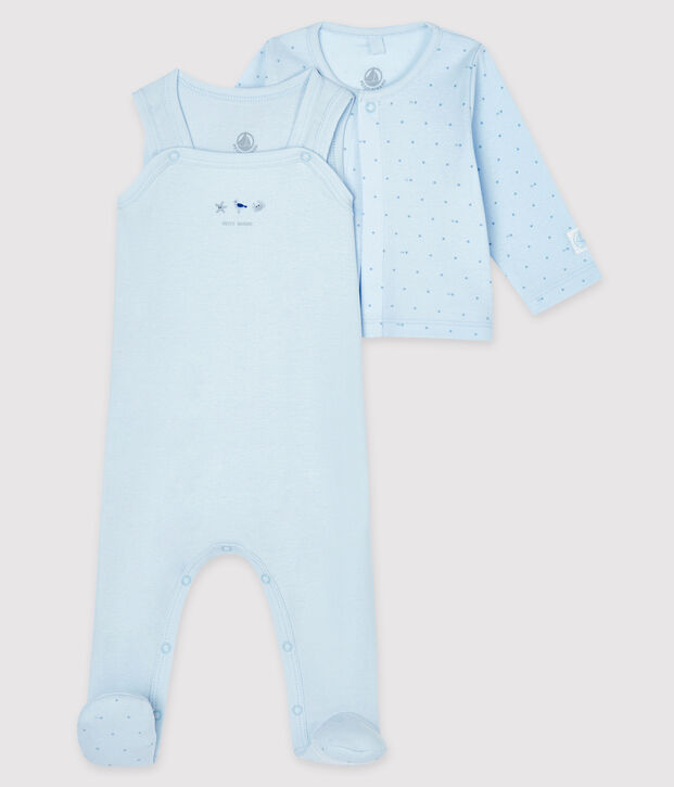 Ensemble b&eacute;b&eacute; 2 pi&egrave;ces en c&ocirc;te bleu/bleu
