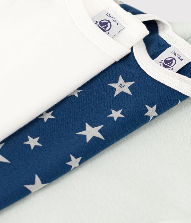 Lot de 3 bodies manches &eacute;toiles phosphorescentes b&eacute;b&eacute; en coton multicouleur