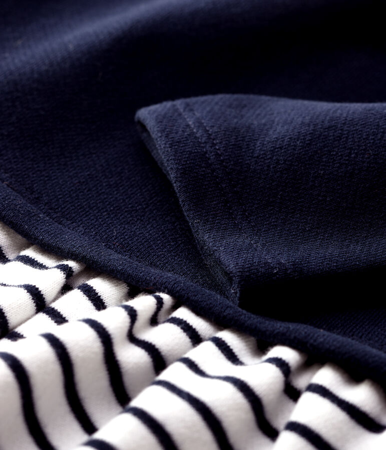 Robe molleton b&eacute;b&eacute;. blanc MARSHMALLOW/bleu SMOKING