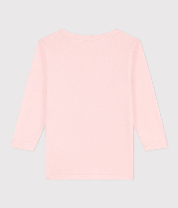 Tee Shirt manches longues en coton petite fille rose
