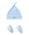 Ensemble bonnet de naissance + chaussons bébé bleu FRAICHEUR/blanc ECUME