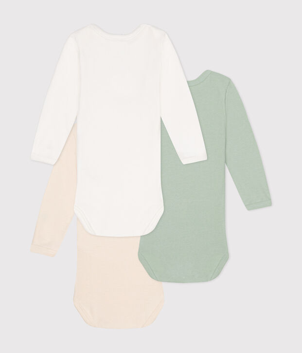 Set van 3 katoenen body's met lange mouwen voor baby's multicouleur