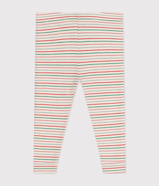 Legging en coton b&eacute;b&eacute; &eacute;cru/multicouleur