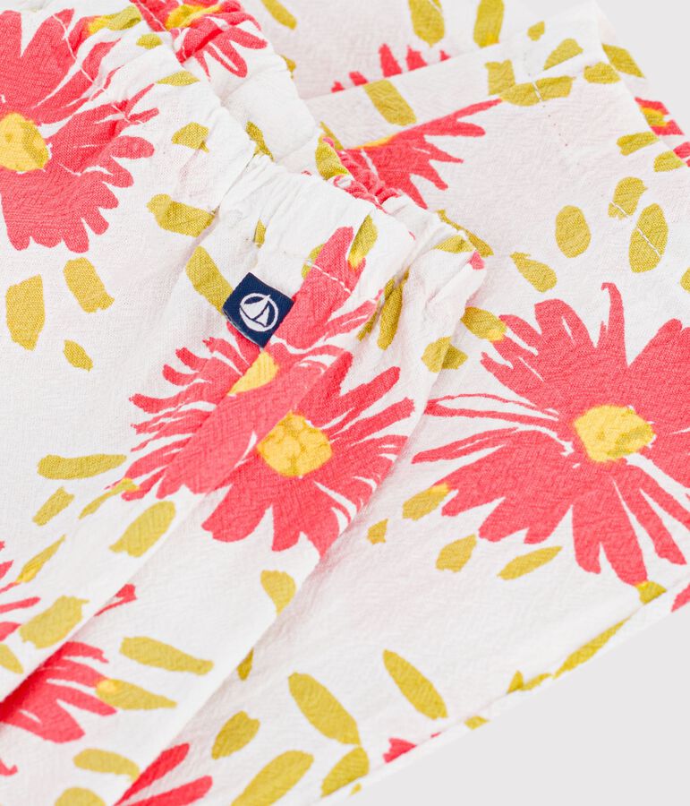 Katoenen babybroekje met bloemenprint wit/multicouleur