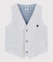Mouwloos vest van seersucker voor jongens grijs GRIS/wit MARSHMALLOW