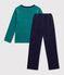 Pyjama enfant en velours uni &agrave; motif dragon bleu/NEW OLIVIER