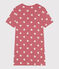 Damesnachthemd met korte mouwen en hartjesprint roze ROSEWOOD/ MARSHMALLOW
