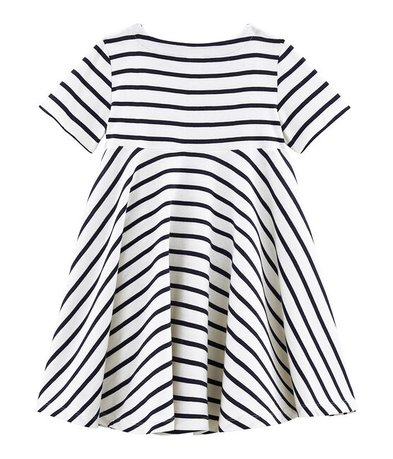 Robe enfant fille beige COQUILLE/bleu ABYSSE