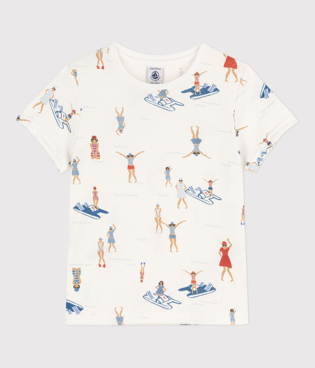 T-shirt met korte mouwen en print voor meisjes wit/multicouleur