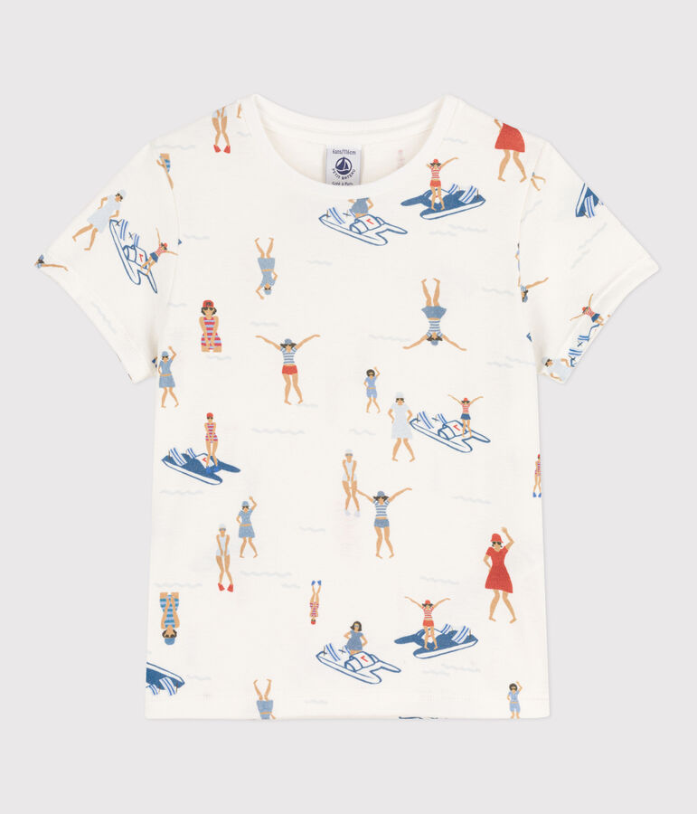 Tee-shirt imprim&eacute; manches courtes enfant fille blanc/multicouleur
