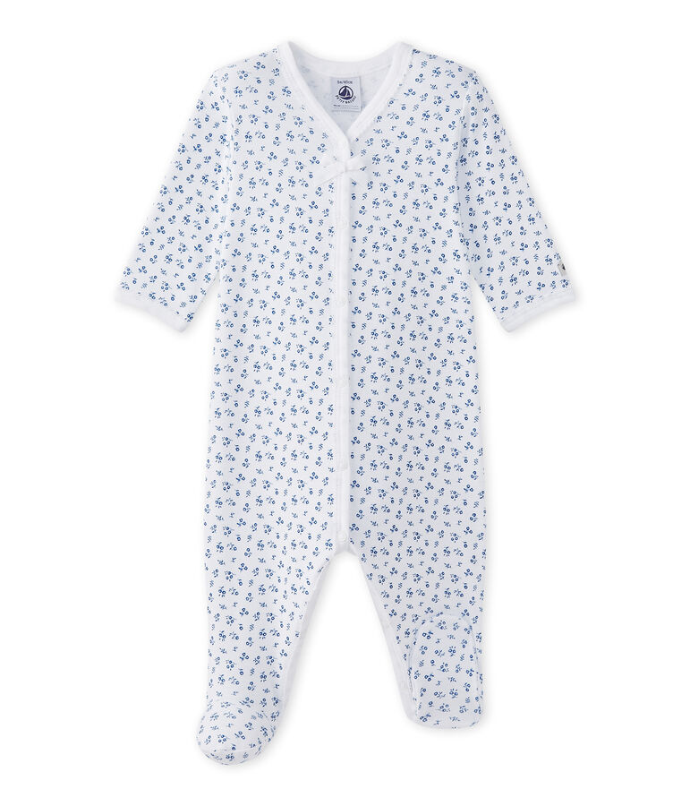 Pyjama met dessin voor babymeisjes wit ECUME/blauw BLEU