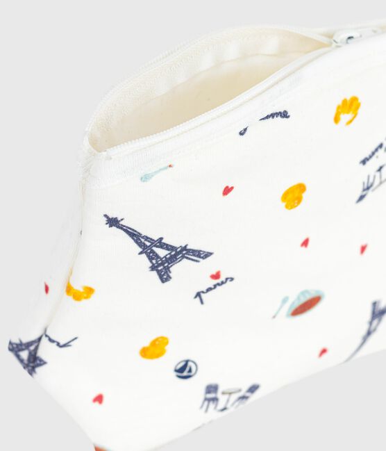 Katoenen enveloptasje met Parijsprint wit MARSHMALLOW/wit MULTICO