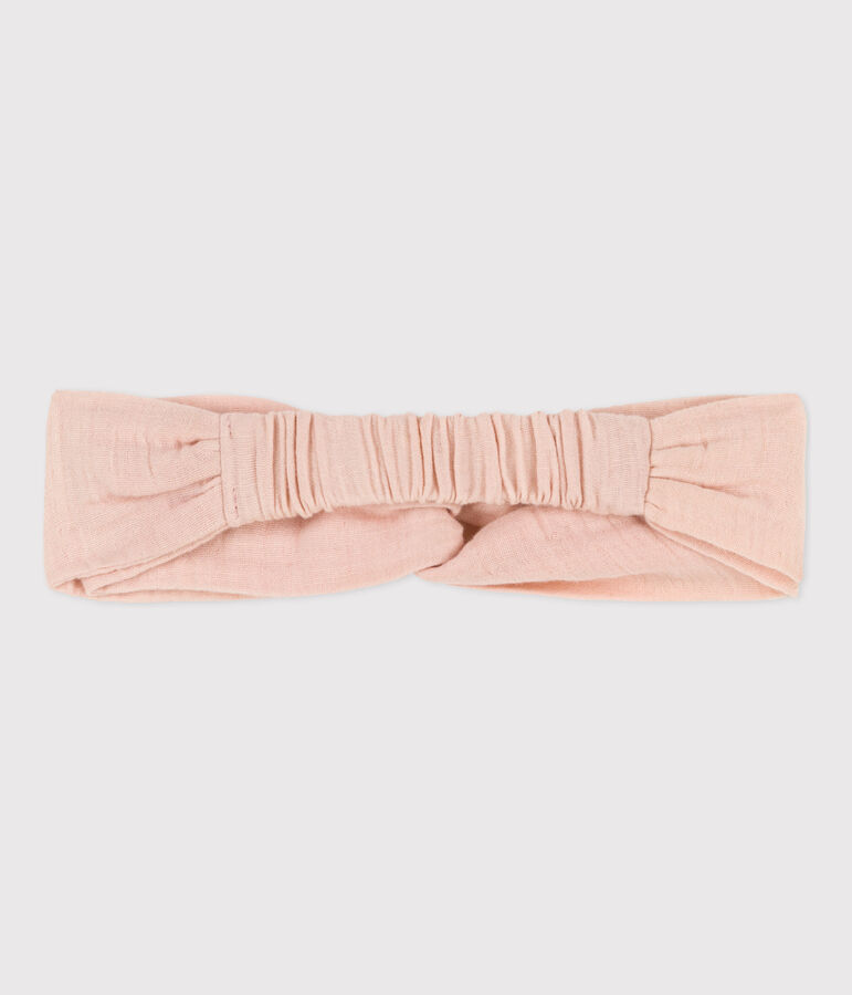 Bandeau rose en gaze de coton b&eacute;b&eacute; rose