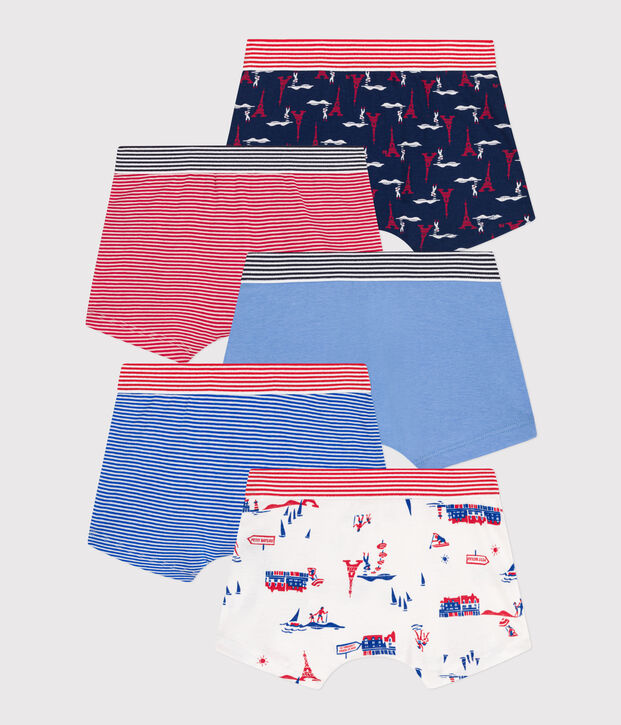 Set van 5 katoenen boxershorts met Parijs-print voor kleine jongens multicouleur