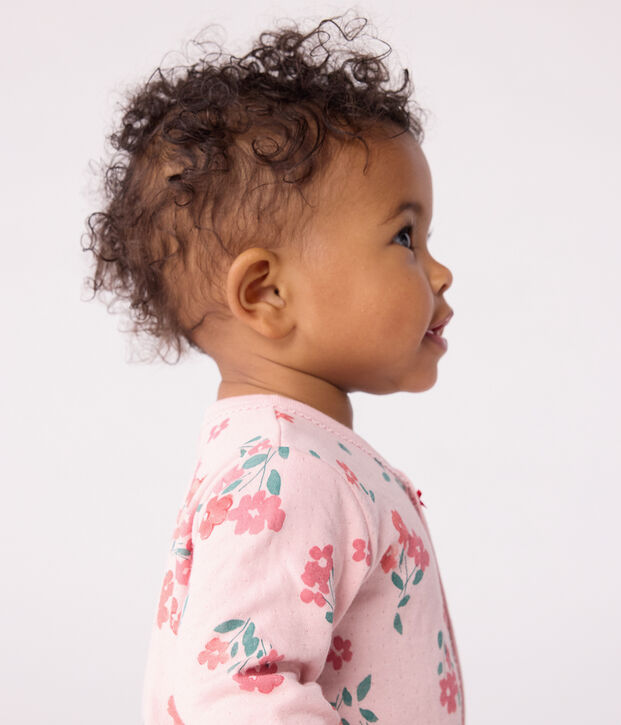 Babypyjama in tubic met bloemenprint roze/multicouleur
