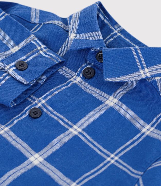 Chemise b&eacute;b&eacute; en flanelle &agrave; carreaux bleu/&eacute;cru