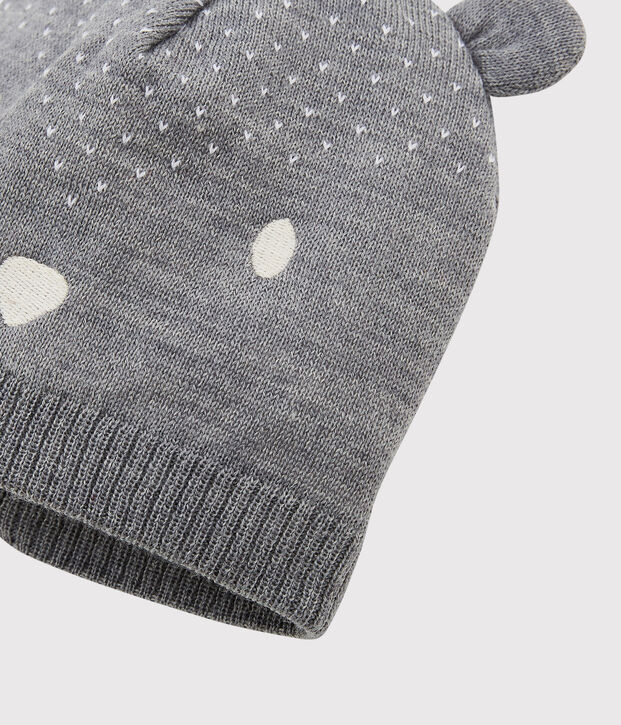 Babymuts van tricot. grijs