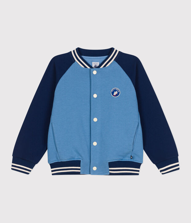 Veste teddy enfant en coton uni bleu/bleu