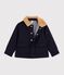 Veste esprit caban enfant en draps de laine uni bleu marine