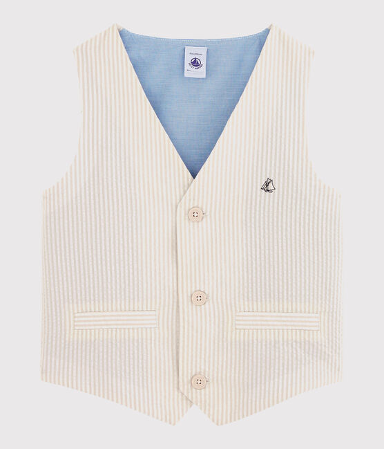 Mouwloos vest jongen beige BEIGE/wit MARSHMALLOW